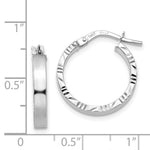 Load image into Gallery viewer, 14K White Gold Diamond Cut Edge Polished Hoop Earrings 15mm length
