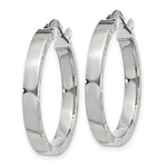Load image into Gallery viewer, 14K White Gold Diamond Cut Edge Polished Hoop Earrings 20mm length