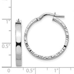 Load image into Gallery viewer, 14K White Gold Diamond Cut Edge Polished Hoop Earrings 20mm length