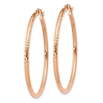 Load image into Gallery viewer, 14K Rose Gold Polished Light Weight Large Diamond-cut Tube Hoop Earrings 40mm length