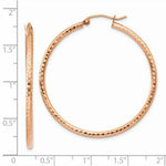 Load image into Gallery viewer, 14K Rose Gold Polished Light Weight Large Diamond-cut Tube Hoop Earrings 40mm length