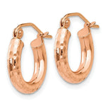 Load image into Gallery viewer, 14K Rose Gold Polished Light Weight Small Diamond-cut Tube Hoop Earrings 14mm length