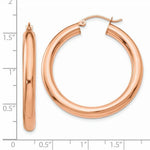 Load image into Gallery viewer, 14K Rose Gold Polished Tube Hoop Earrings 35mm length
