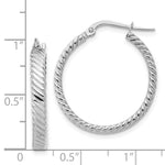 Load image into Gallery viewer, 14K White Gold Satin and Polished Scalloped Edge Hoop Earrings 27mm width