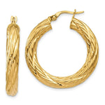 Load image into Gallery viewer, 14K Yellow Gold Textured Tube Hoop Earrings 32mm width