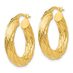 Load image into Gallery viewer, 14K Yellow Gold Textured Tube Hoop Earrings 28mm width
