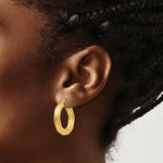 Load image into Gallery viewer, 14K Yellow Gold Textured Tube Hoop Earrings 28mm width