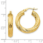Load image into Gallery viewer, 14K Yellow Gold Textured Tube Hoop Earrings 28mm width