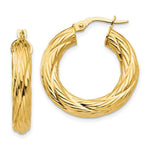 Load image into Gallery viewer, 14K Yellow Gold Textured Tube Hoop Earrings 28mm width