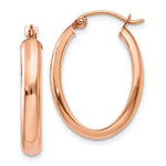 Load image into Gallery viewer, 14K Rose Gold Polished Half-Round Oval Hoop Earrings 4mm width