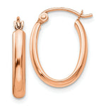 Load image into Gallery viewer, 14K Rose Gold Polished Half-Round Oval Hoop Earrings 3.75mm width