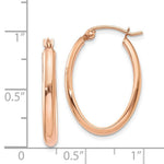 Load image into Gallery viewer, 14K Rose Gold Polished Half-Round Oval Hoop Earrings 3mm width