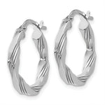 Load image into Gallery viewer, 14K White Gold Twisted Textured Hoop Earrings 3mm width