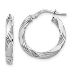 Load image into Gallery viewer, 14K White Gold Twisted Textured Hoop Earrings 3mm width