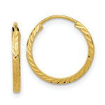 Load image into Gallery viewer, 14K Yellow Gold Diamond-cut Square Tube Endless Hoop Earrings