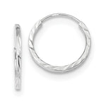 Load image into Gallery viewer, 14k White Gold Diamond-cut Square Tube Endless Hoop Earrings