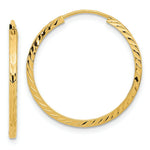 Load image into Gallery viewer, 14K Yellow Gold Diamond-cut Square Tube Endless Hoop Earrings