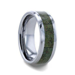 Load image into Gallery viewer, Mens Tungsten Carbide Beveled Edges Green Copper Conglomerate Inlay Wedding Ring - 8mm Wide - Style name: LIBERTY