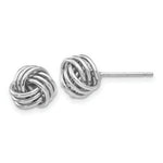 Load image into Gallery viewer, 14K White Gold Ridged Love Knot Post Earrings