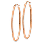 Load image into Gallery viewer, 14K Rose Gold 2mm Square Tube Oval Hoop Earrings 2mm width