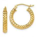 Load image into Gallery viewer, 14K Yellow Gold Mesh Hoop Earrings 3mm width