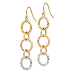 Load image into Gallery viewer, 14K Tri-Color Gold Diamond Cut Circle Dangle Earrings