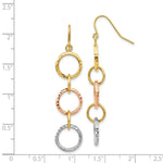Load image into Gallery viewer, 14K Tri-Color Gold Diamond Cut Circle Dangle Earrings