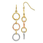 Load image into Gallery viewer, 14K Tri-Color Gold Diamond Cut Circle Dangle Earrings