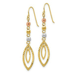 Load image into Gallery viewer, 14K Tri-Color Gold Bead & Yellow Oval Dangle Earrings