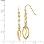 Load image into Gallery viewer, 14K Tri-Color Gold Bead & Yellow Oval Dangle Earrings