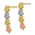 Load image into Gallery viewer, 14K Tri-Color Gold Plumeria Earrings