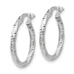 Load image into Gallery viewer, 14K White Gold Polished and Textured Hoop Earrings 2mm width