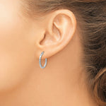 Load image into Gallery viewer, 14K White Gold Polished and Textured Hoop Earrings 2mm width