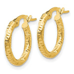 Load image into Gallery viewer, 14K Yellow Gold Polished and Textured Hoop Earrings 14mm length