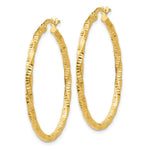 Load image into Gallery viewer, 14K Yellow Gold Polished and Textured Hoop Earrings 35mm length