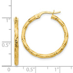 Load image into Gallery viewer, 14K Yellow Gold Polished and Textured Hoop Earrings 25mm length