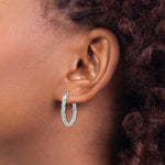 Load image into Gallery viewer, 14K White Gold Twisted Textured Oval Hoop Earrings 3mm width