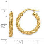 Load image into Gallery viewer, 14K Yellow Gold Twisted Textured Hoop Earrings 21mm length