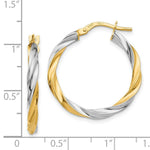 Load image into Gallery viewer, 14K Yellow Gold & Rhodium Twisted Hoop Earrings 2.5mm width