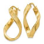 Load image into Gallery viewer, 14K Yellow Gold Twisted Textured Oval Hoop Earrings 38mm length