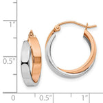 Load image into Gallery viewer, 14K Rose Gold and White Gold Polished Oval Hoop Earrings 3mm width