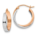 Load image into Gallery viewer, 14K Rose Gold and White Gold Polished Oval Hoop Earrings 3mm width
