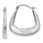 Load image into Gallery viewer, 14K White Gold Polished, Satin and Diamond-cut Hoop Earrings 5mm width