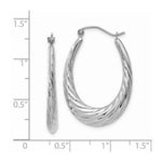 Load image into Gallery viewer, 14K White Gold Polished and Textured Oval Hoop Earrings 4mm width