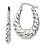 Load image into Gallery viewer, 14K White Gold Polished and Textured Oval Hoop Earrings 2mm width