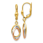 Load image into Gallery viewer, 14K Tri-Color Gold Polished Dangle Leverback Earrings