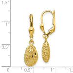 Load image into Gallery viewer, 14K Yellow Gold Textured/Polished Satin Puff Diamond-cut Dangle Leverback Earrings