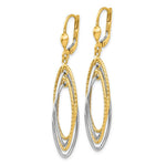 Load image into Gallery viewer, 14K Two-tone Gold Textured and Polished Dangle Leverback Earrings