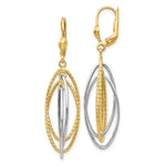 Load image into Gallery viewer, 14K Two-tone Gold Textured and Polished Dangle Leverback Earrings