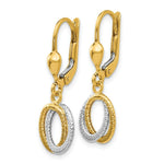 Load image into Gallery viewer, 14K Two-tone Gold Textured and Polished Dangle Leverback Earrings